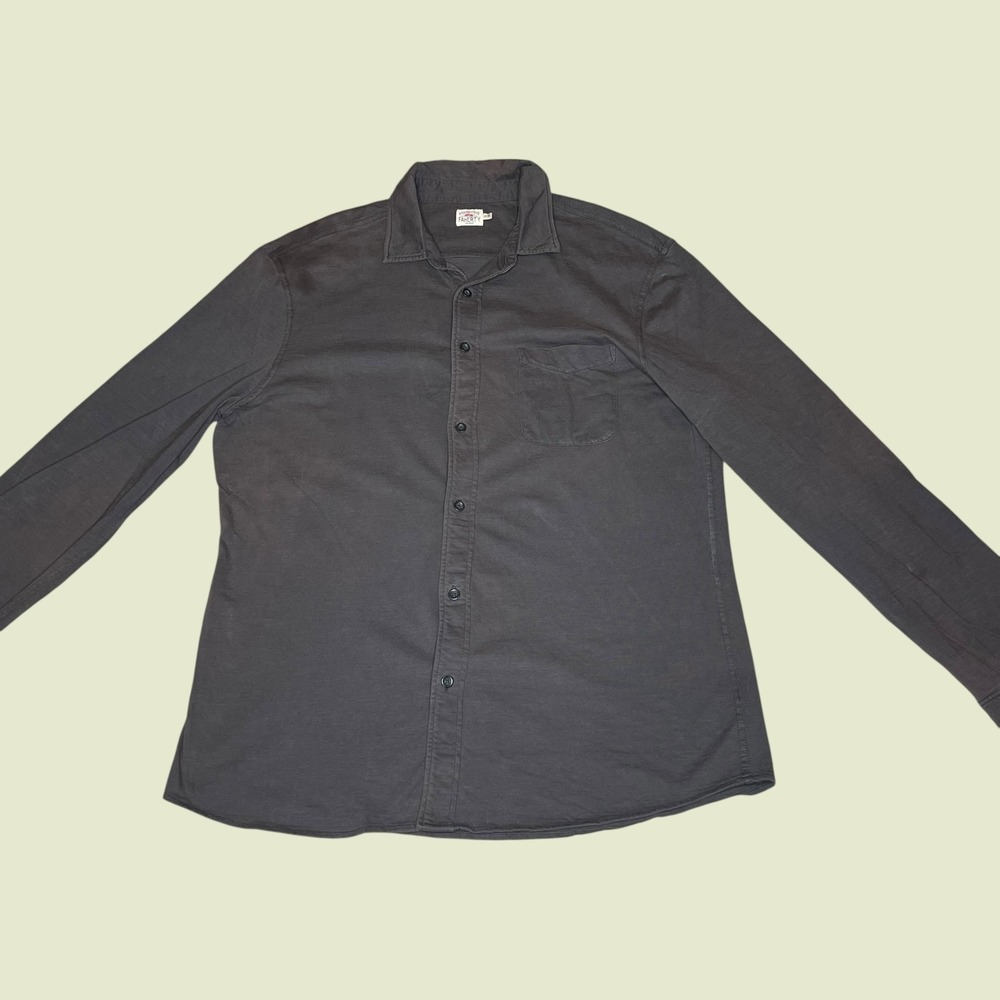 Faherty‎ Mens XL Sweater Button Down Shirt Charcoal Grey Long Sleeve Pocket